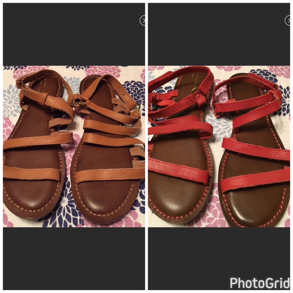 ❌SOLD❌ REPOSH!!! Tan and Orange/Rust Sandals !